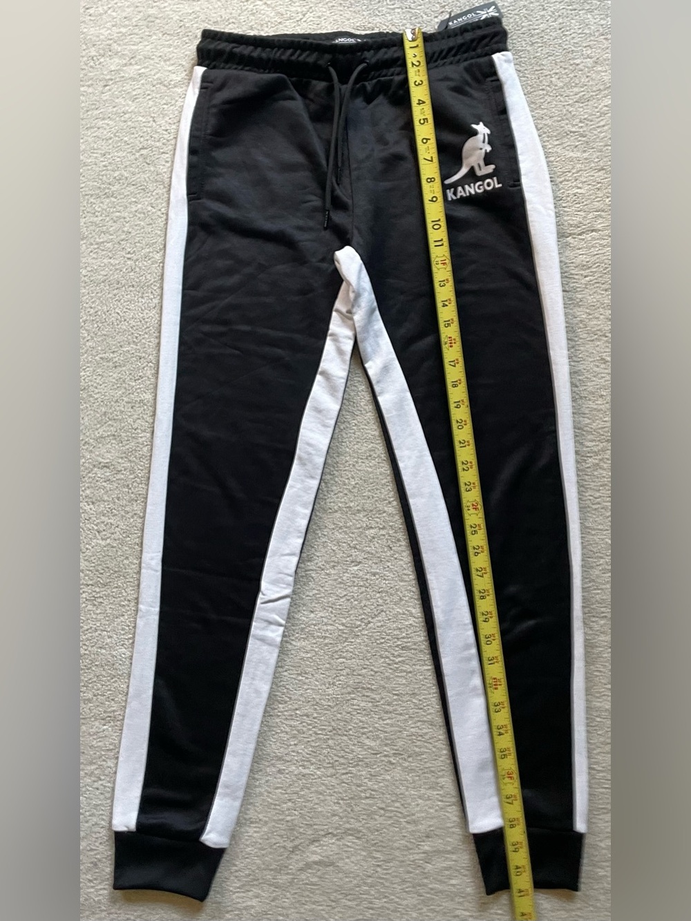 Kangol Black Joggers with White Side Stripes